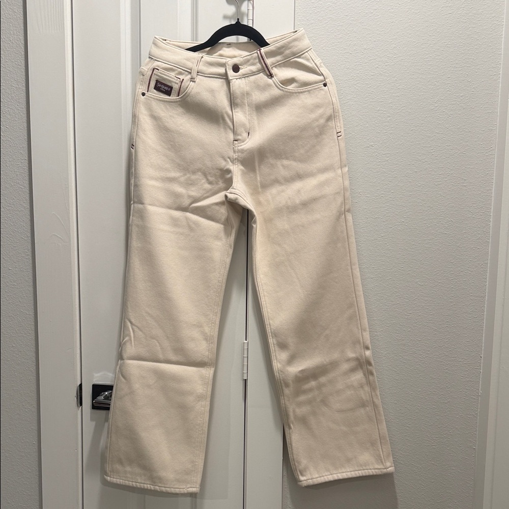 YSL Cream Straight-Leg Jeans